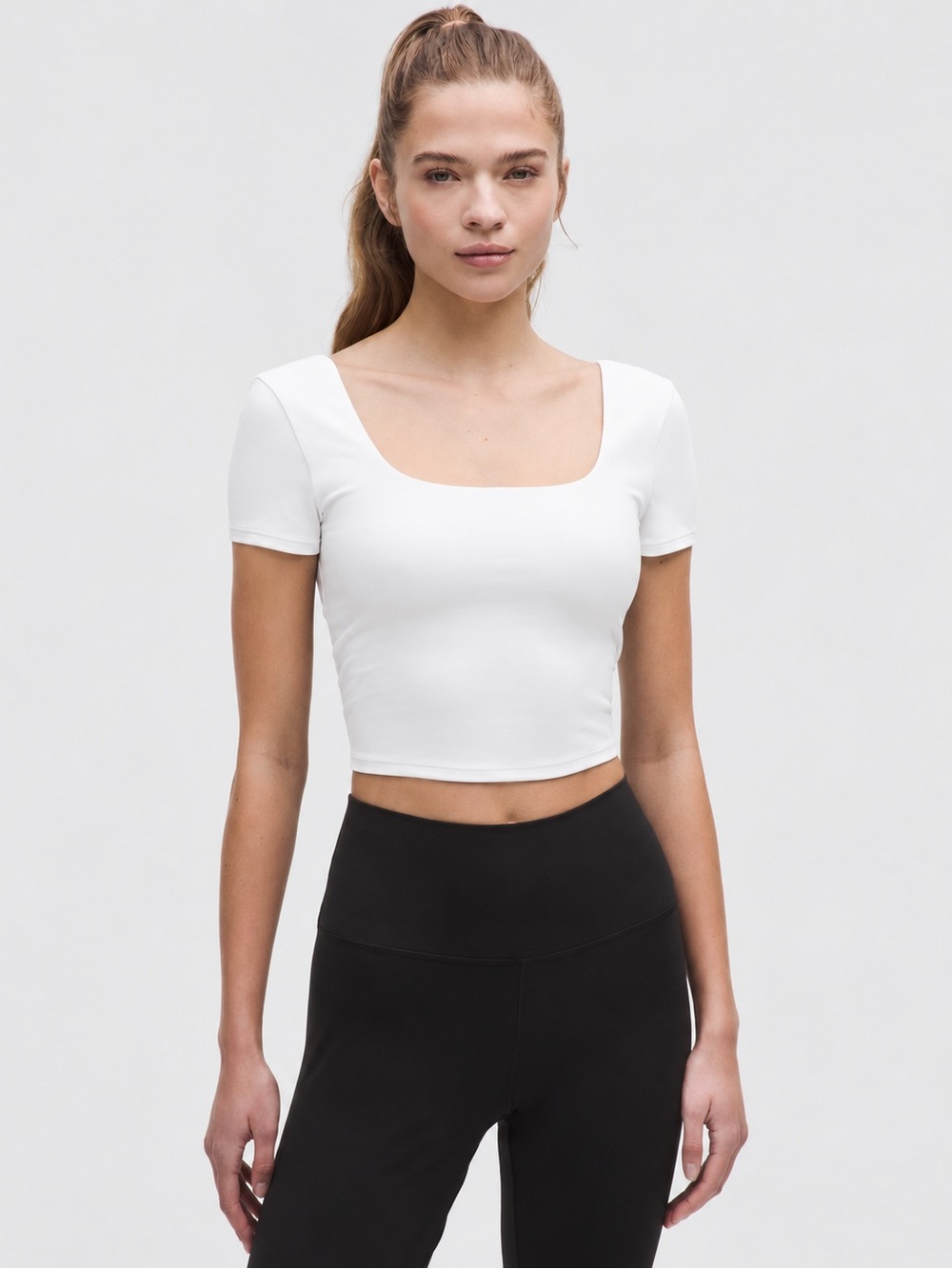Lululemon Wunder Under SmoothCover Square-Neck T-Shirt White Size 6